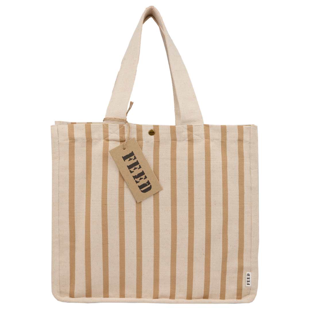 FEED Cotton and Jute Striped Tote