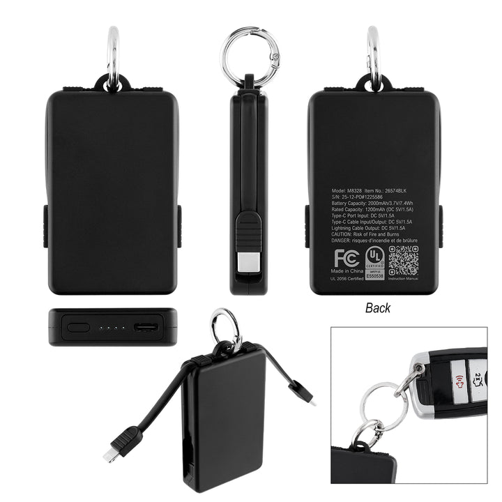 2,000 mAh UL Listed Power Bank Key Ring