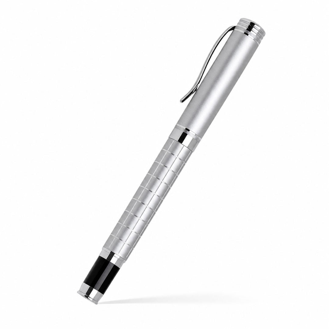 Grid Barrel Rollerball Metal Pen