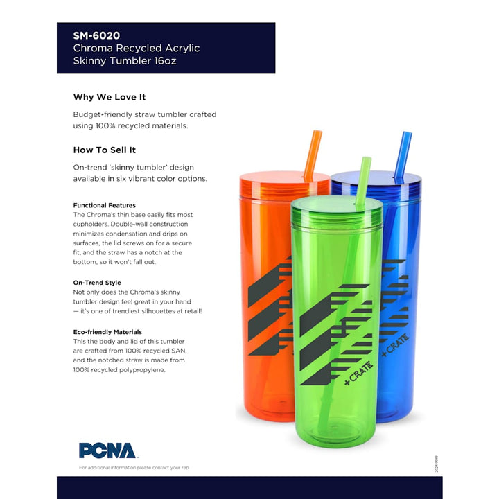 Chroma Recycled Acrylic Straw Tumbler 16oz