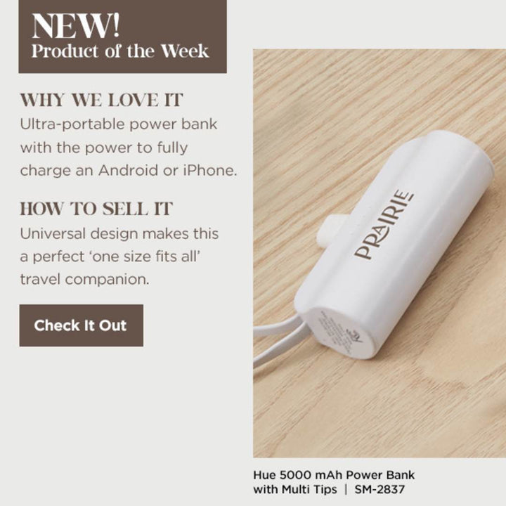 Hue 5000 mAh Power Bank with Multi Tips