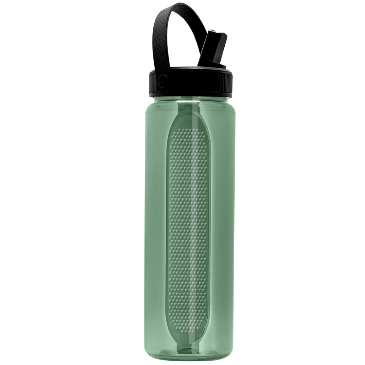 Garyline® Boss Embossed RPET Bottle with Flip-Straw, Swivel Handle Lid - 26 oz.