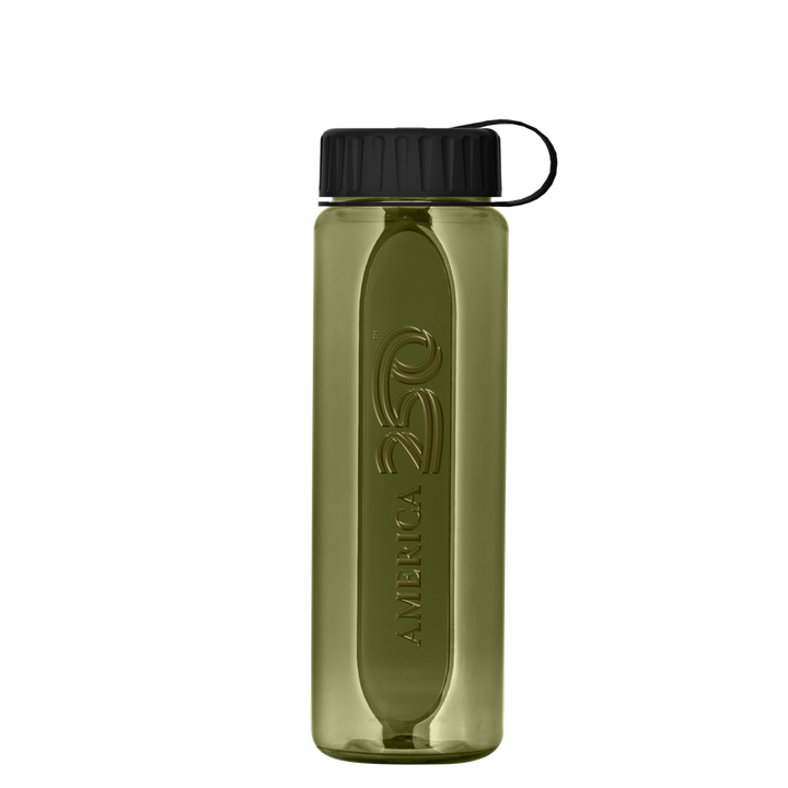 Boss Embossed RPET Bottle with Tethered Lid - 26 oz.