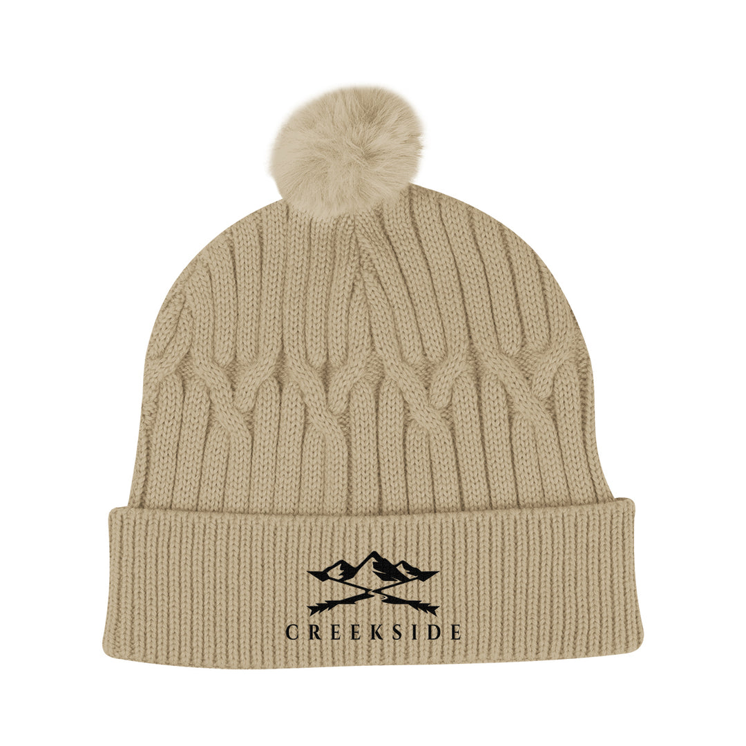 Courtney Cable Knit rPET Pom Beanie