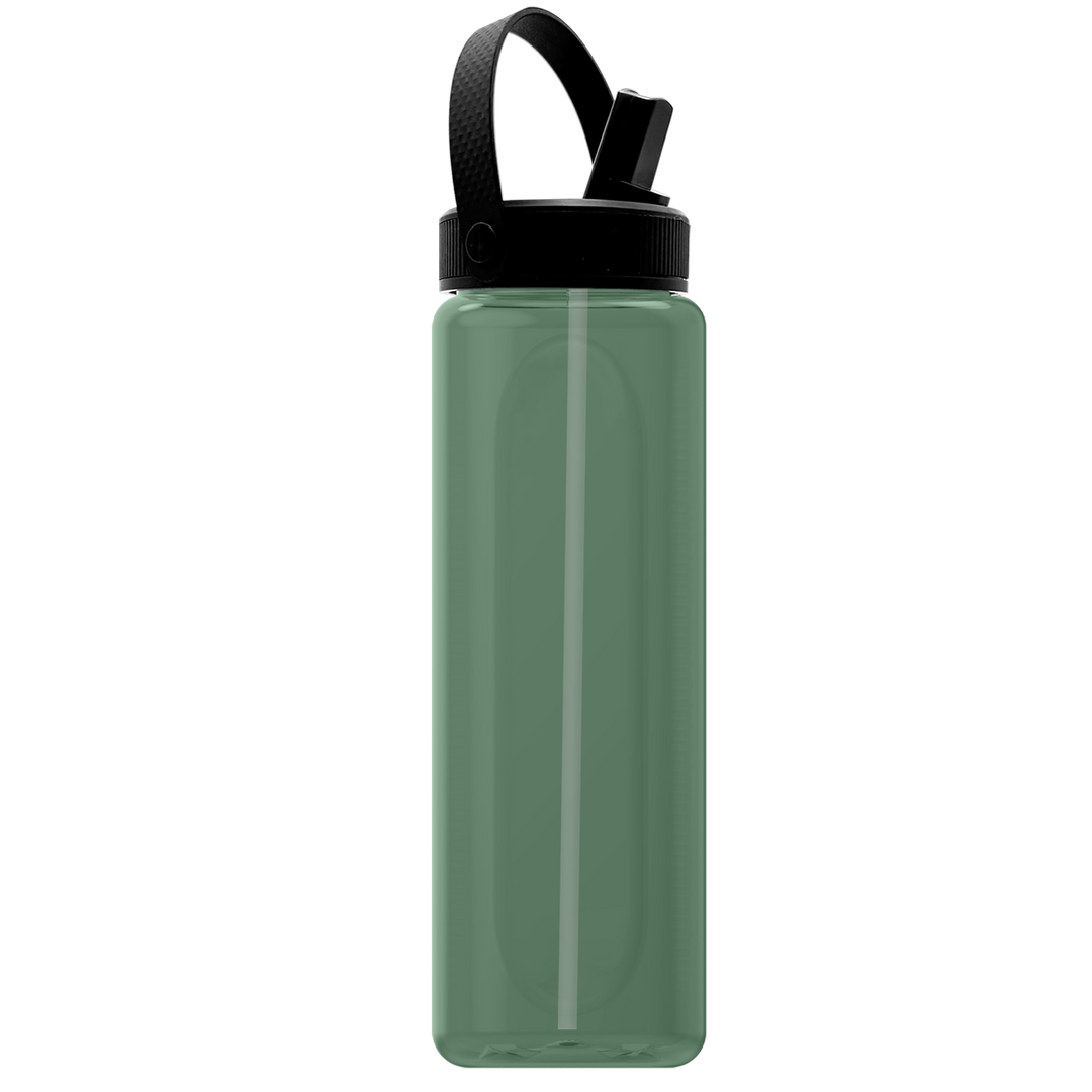 Garyline® Boss Embossed RPET Bottle with Flip-Straw, Swivel Handle Lid - 26 oz.