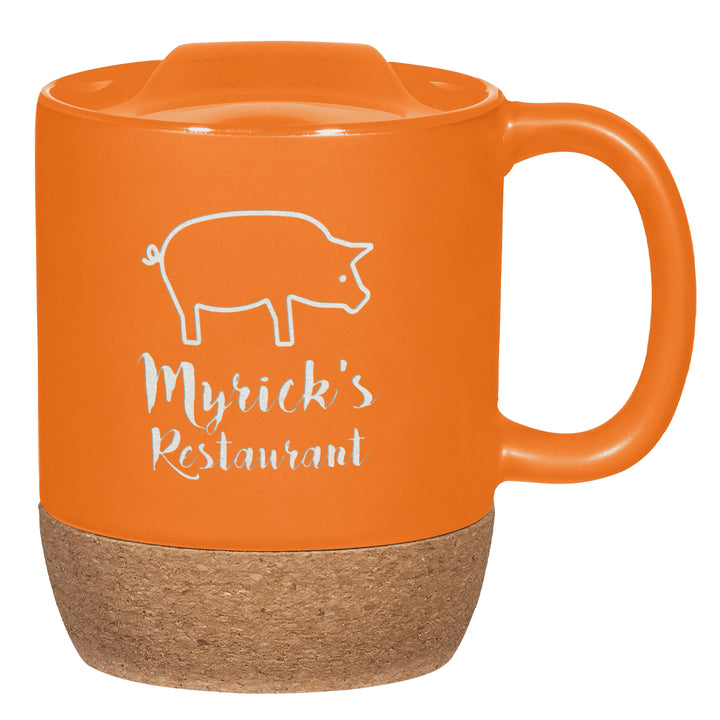 14 Oz. Full Color Cork Base Ceramic Mug