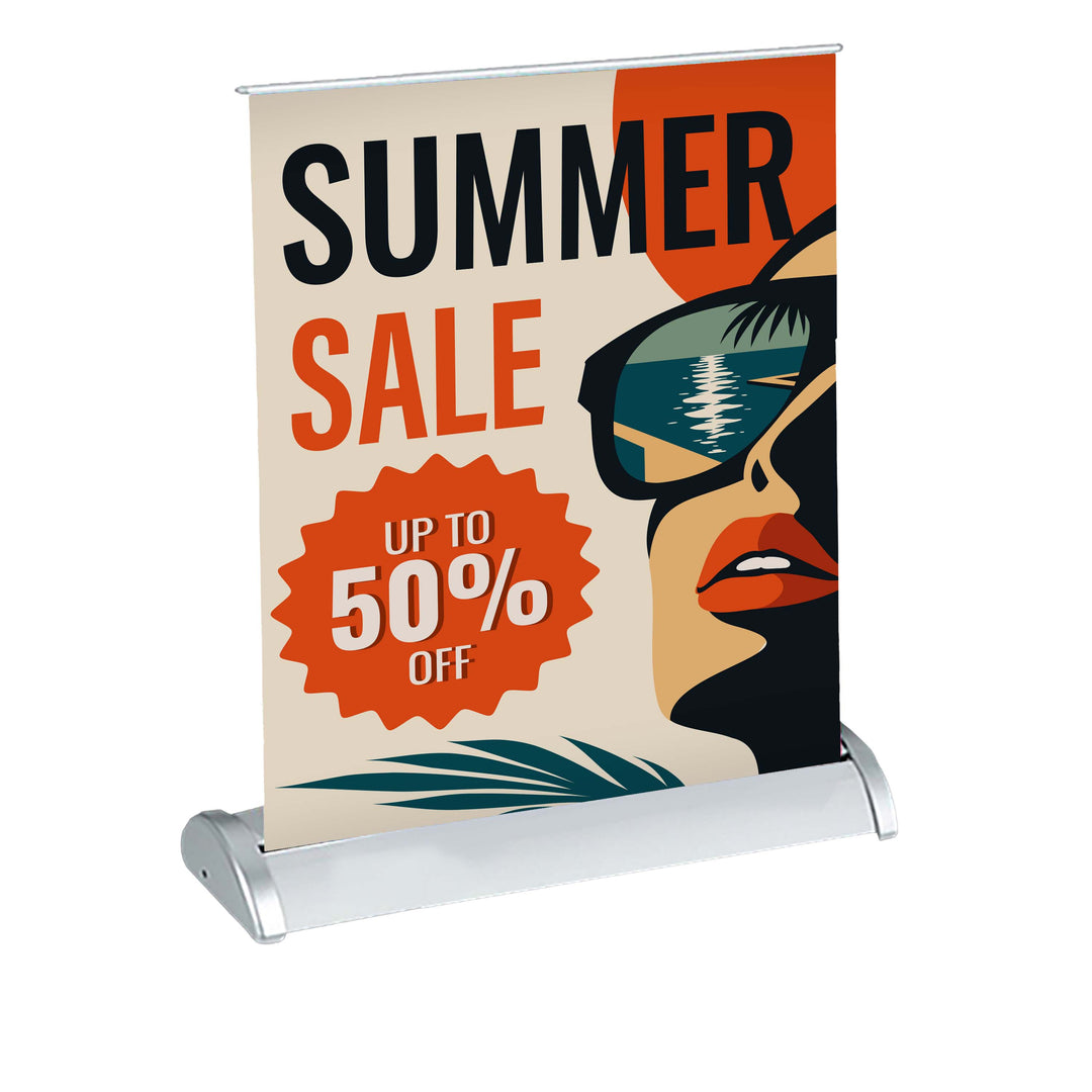 17 in. x 24 in. Pop-Up/Roll-Up Table Top Retractable Banner & Stand (Full Color)