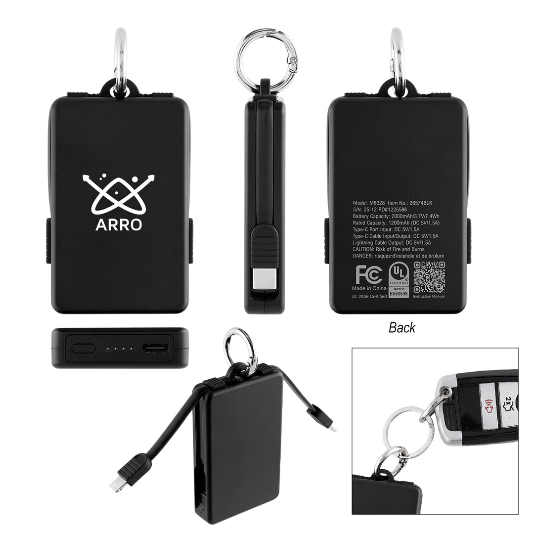 2,000 mAh UL Listed Power Bank Key Ring