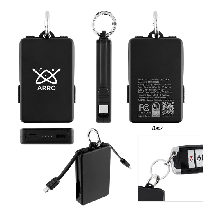 2,000 mAh UL Listed Power Bank Key Ring