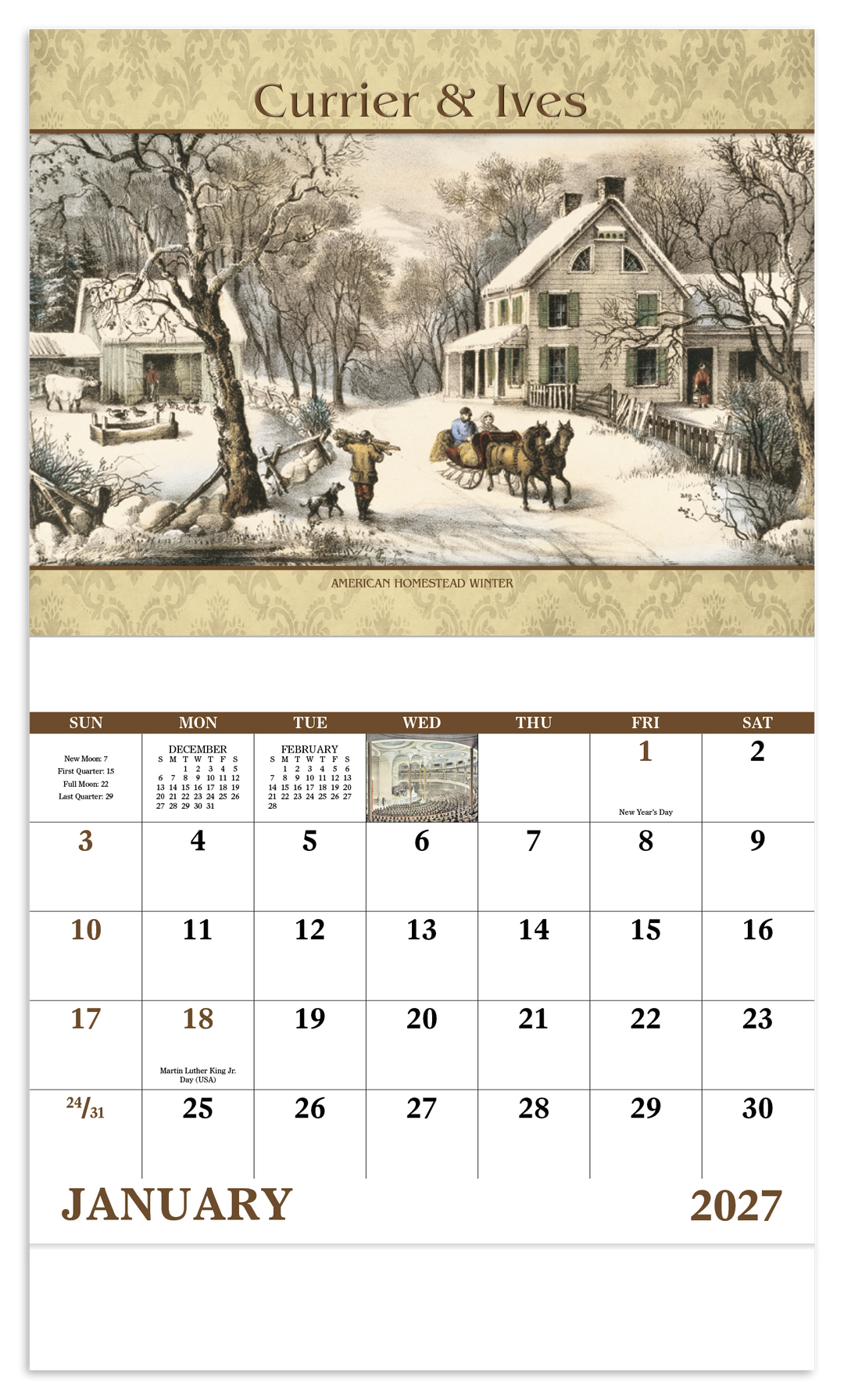 Good Value™ Currier & Ives - Stapled Calendar