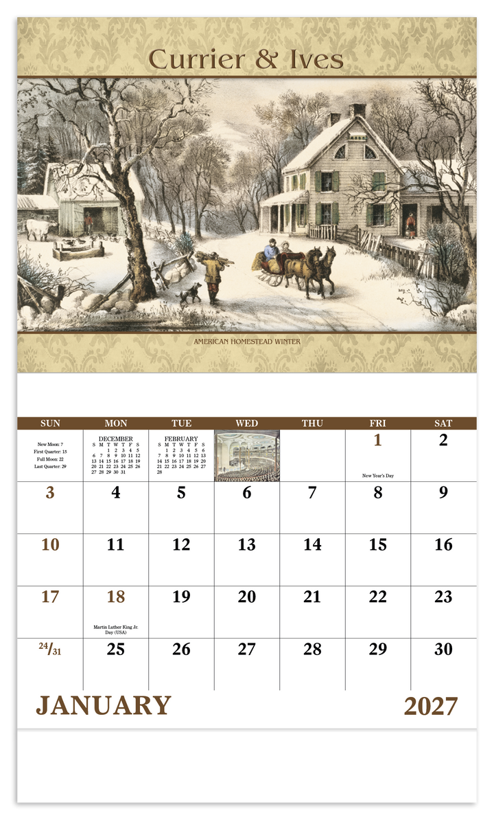Good Value™ Currier & Ives - Stapled Calendar