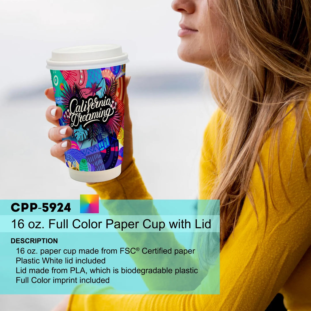 16 oz. Full Color Paper Cup with Lid