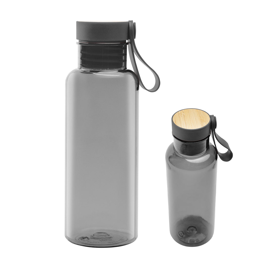 20 Oz. Case rPET Bottle with Bamboo Accent Lid and Silicone Easy Carry Handle