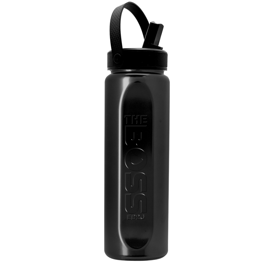 Garyline® Boss Embossed RPET Bottle with Flip-Straw, Swivel Handle Lid - 26 oz.