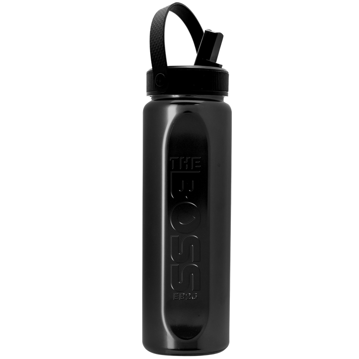 Garyline® Boss Embossed RPET Bottle with Flip-Straw, Swivel Handle Lid - 26 oz.