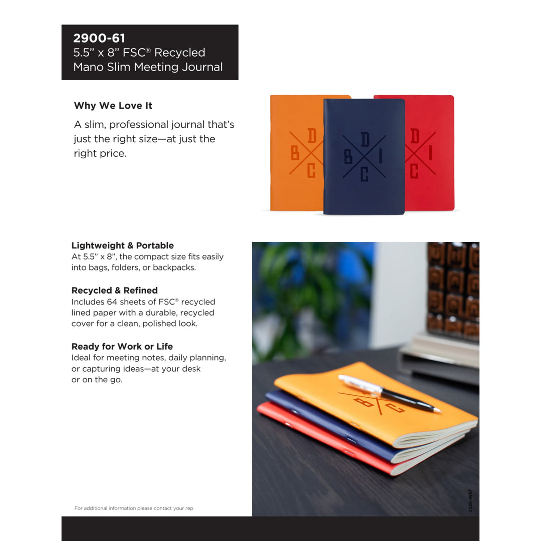 5.5" x 8" FSC ® Recycled Mano Slim Meeting Journal