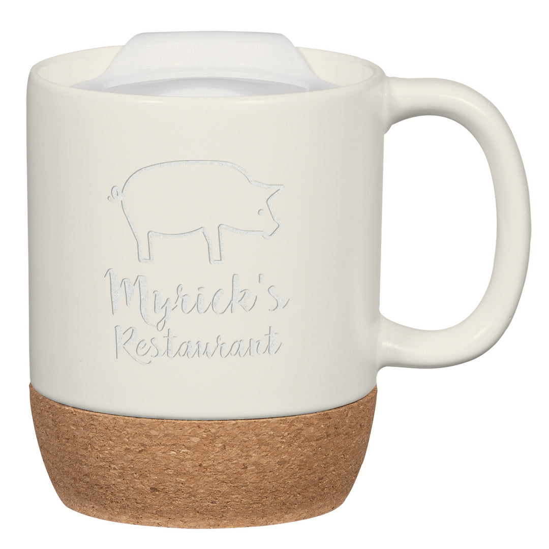 14 Oz. Full Color Cork Base Ceramic Mug