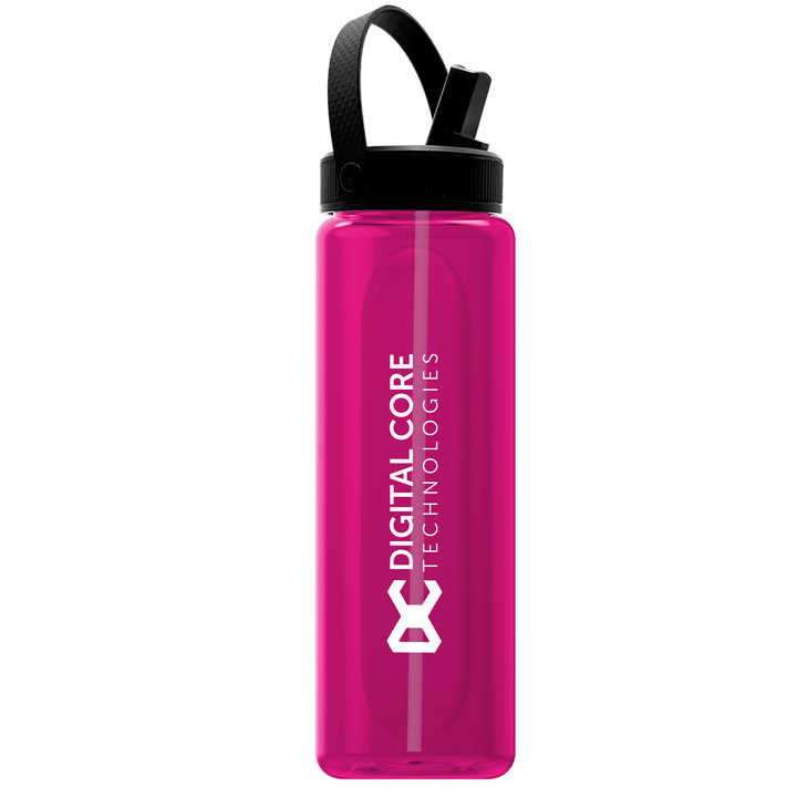 Garyline® Boss Embossed RPET Bottle with Flip-Straw, Swivel Handle Lid - 26 oz.