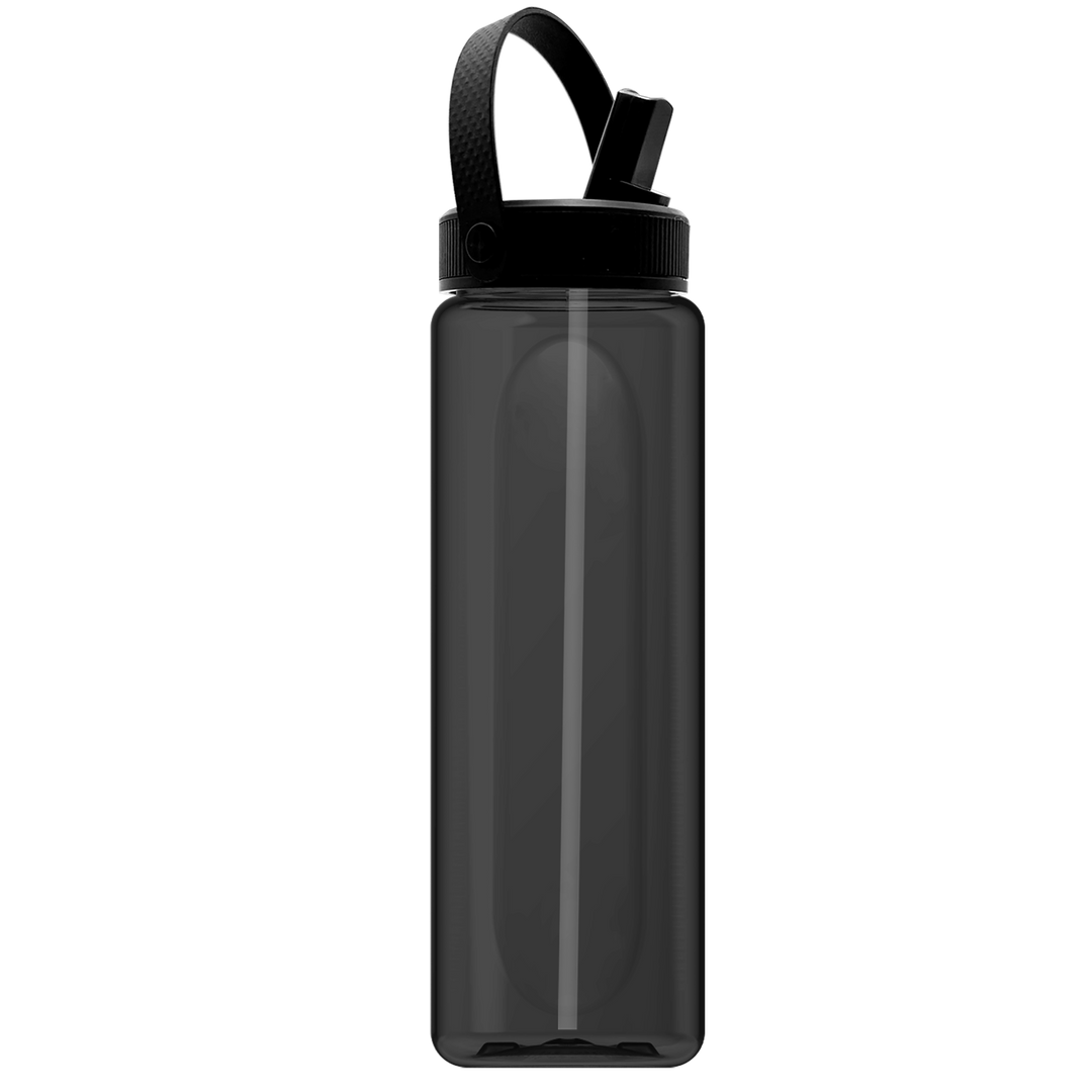 Garyline® Boss Embossed RPET Bottle with Flip-Straw, Swivel Handle Lid - 26 oz.