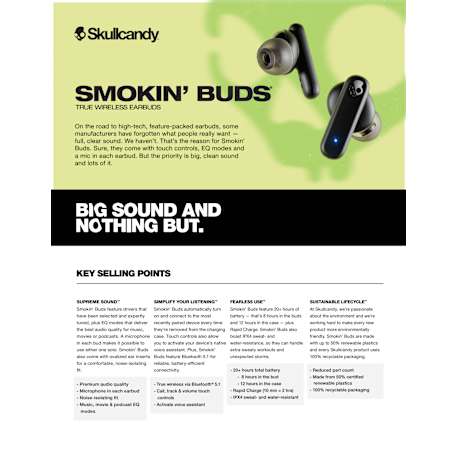 Skullcandy Smokin' Buds True Wireless Earbuds