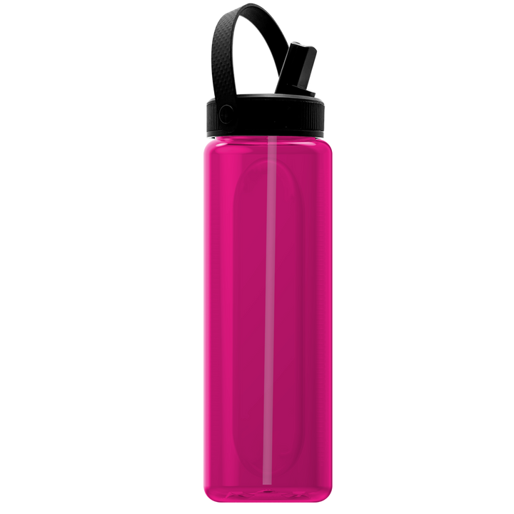 Garyline® Boss Embossed RPET Bottle with Flip-Straw, Swivel Handle Lid - 26 oz.