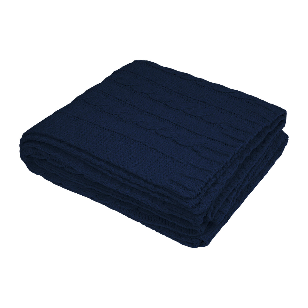 Cable Knit rPET Chenille Blanket