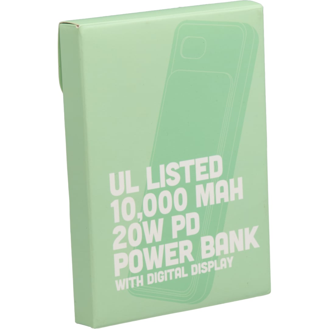 UL Listed 10000 mAh 20W Digital Display PowerBank