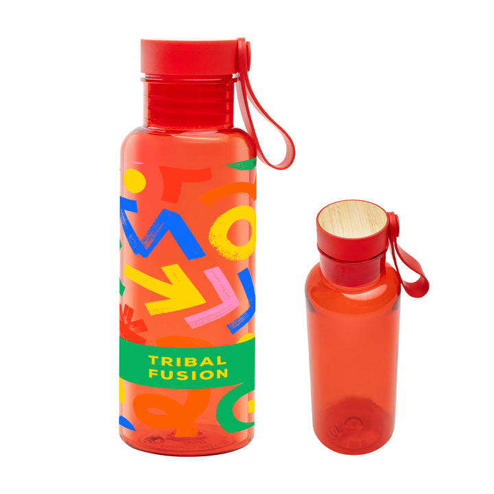 20 Oz. Full Color Cade rPET Bottle With Bamboo Accent Lid and Silicone Easy Carry Handle