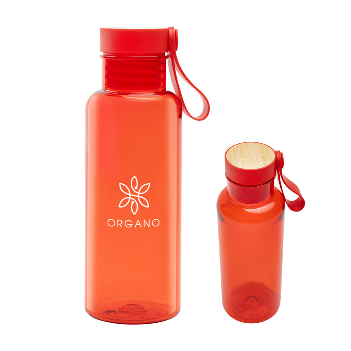 20 Oz. Case rPET Bottle with Bamboo Accent Lid and Silicone Easy Carry Handle