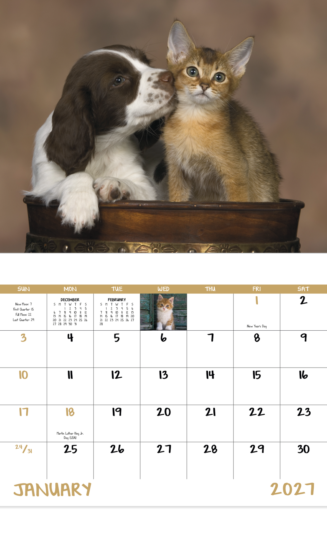 Good Value™ Puppies & Kittens - Stapled Calendar