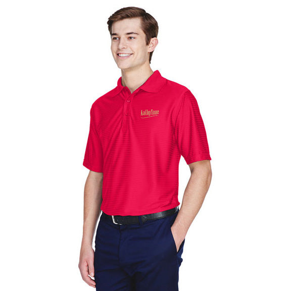 UltraClub Mens Cool and Dry Elite Tonal Stripe Performance Polo Shirt - Embroidered