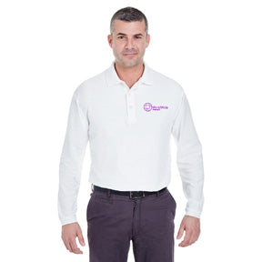 UltraClub Adult Long-Sleeve Whisper Pique Polo Shirt