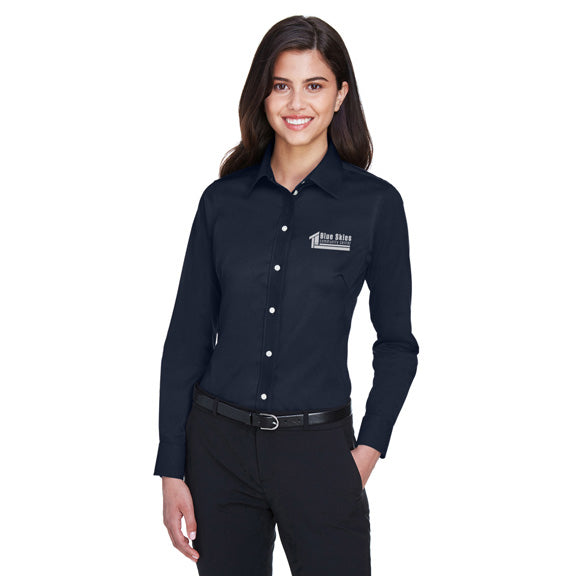 Devon and Jones Ladies Crown Woven Solid Stretch Twill Shirt