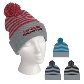 Polar Stripe Pom Beanie With Cuff