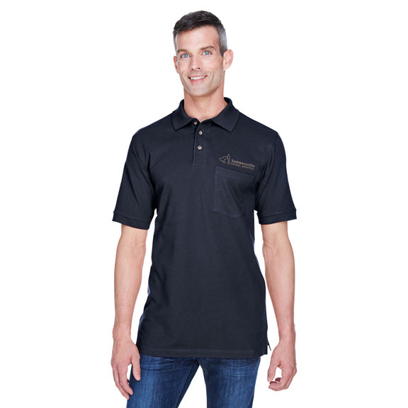 Harriton Adult 6 oz. Ringspun Cotton Pique Short-Sleeve Pocket Polo