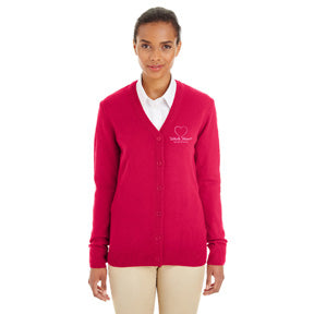 Harriton Ladies Pilbloc V-Neck Button Cardigan Sweater