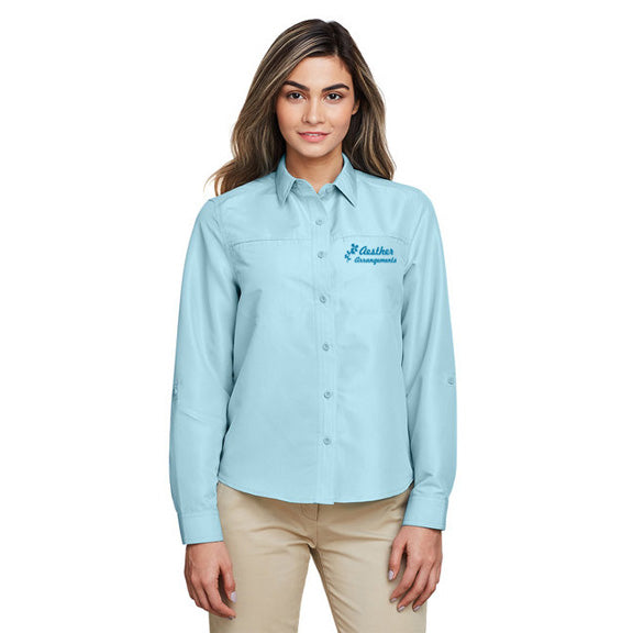 Harriton Ladies Key West Long Sleeve Performance Staff Shirt