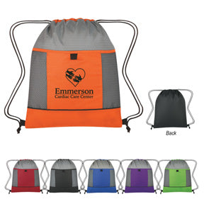 Honeycomb Ripstop Drawstring Bag With Gray Trim