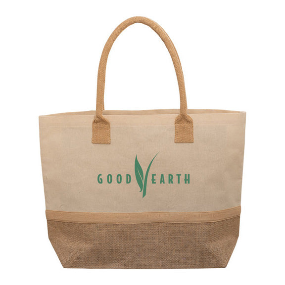 Wanderlust Laminated Jute and Canvas Tote Bag