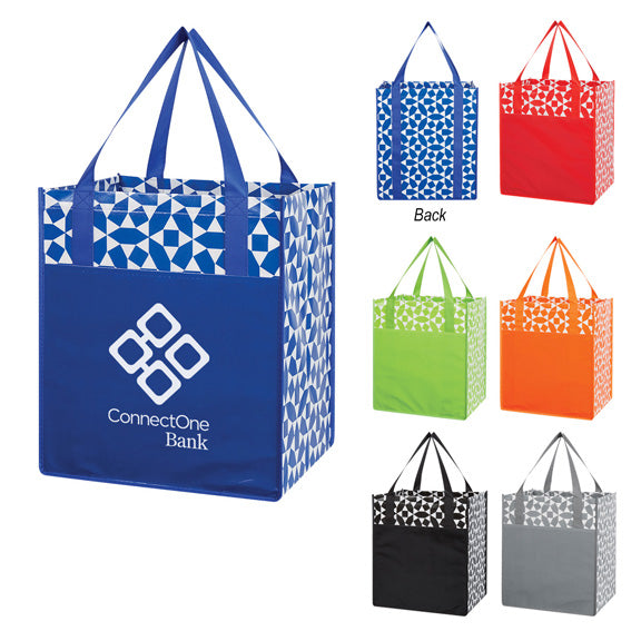 GEOMETRIC NON-WOVEN SHOPPING TOTE BAG