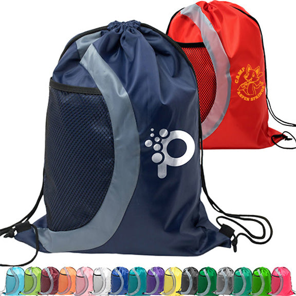 Heavy Duty Drawstring Cinch Up Side Mesh Pocket Backpack