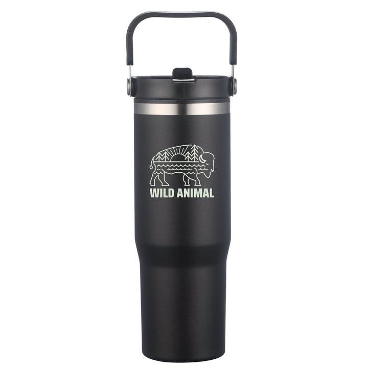 30 oz Double Wall Tumbler with Carrier, Stainless Steel Outer, Plastic Inner