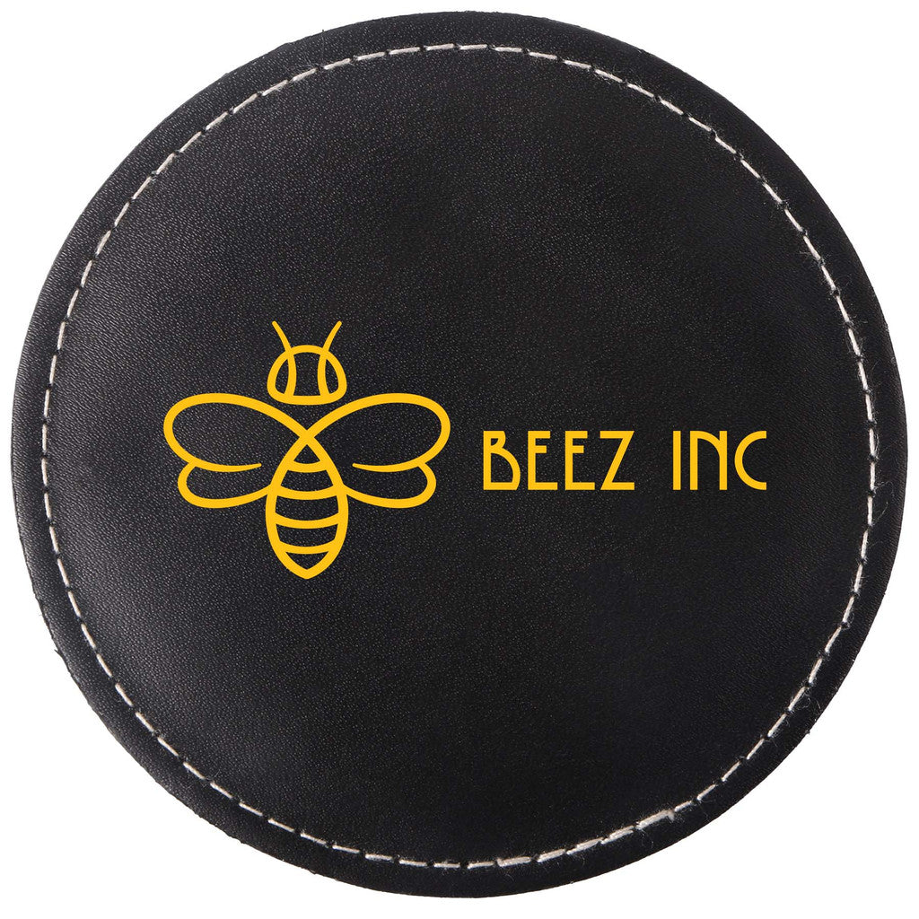 Benson Bonded Leather Round Coaster Single Single