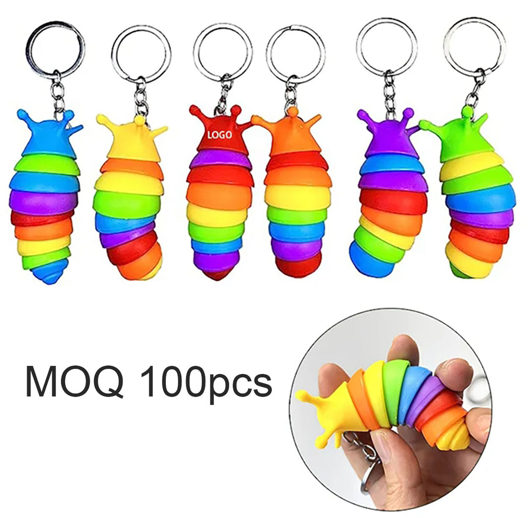 Mini fidget slug key chain caterpillar