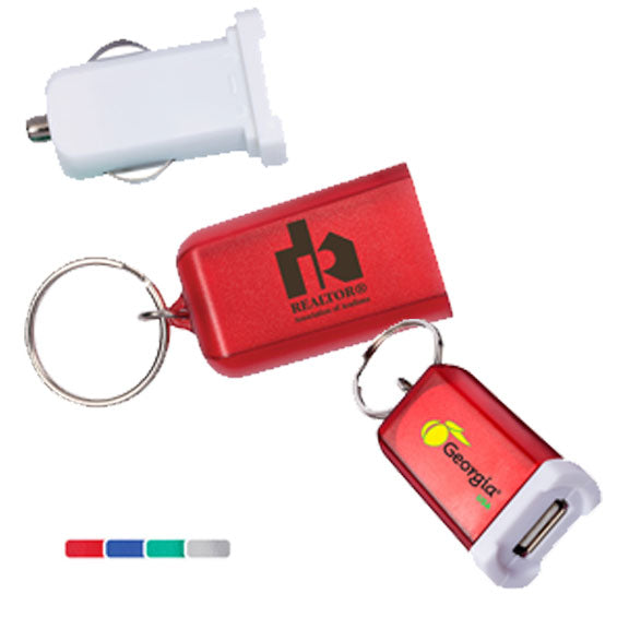 Mini Car Charger with Key Tag Ring