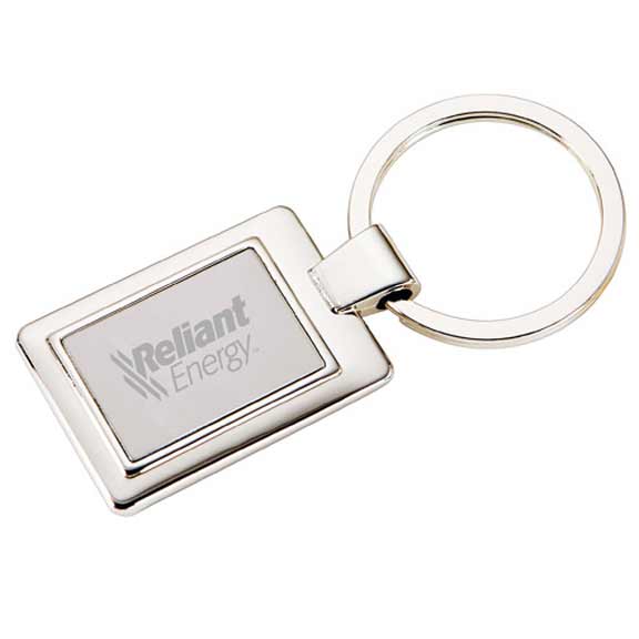 Rectangle nickel split ring keytag