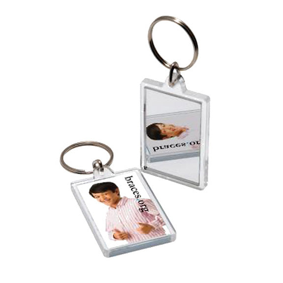 Small Rectangle Acrylic Key Tag W/ Mirror Back