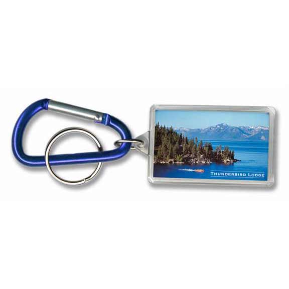 Rectangle Clear Acrylic Key Tag with Carabiner Clip