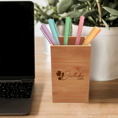 Bamboo Box Utensil Holder Set