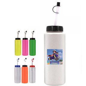 Full Color 32 OZ Sports Bottle with Flexible Straw